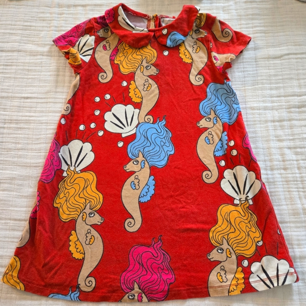 Colorful Seahorse Print Dress Mini Rodini 92/98 fits like a 3-4